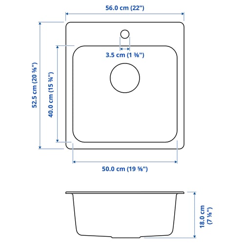 Illustration with measurements for the product: LÅNGUDDEN.
