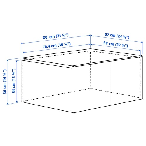 LASTARE Height extension unit with doors, white, 80x62x36 cm