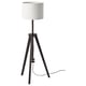 LAUTERS floor lamp, black with white shade, tripod base, adjustable height.