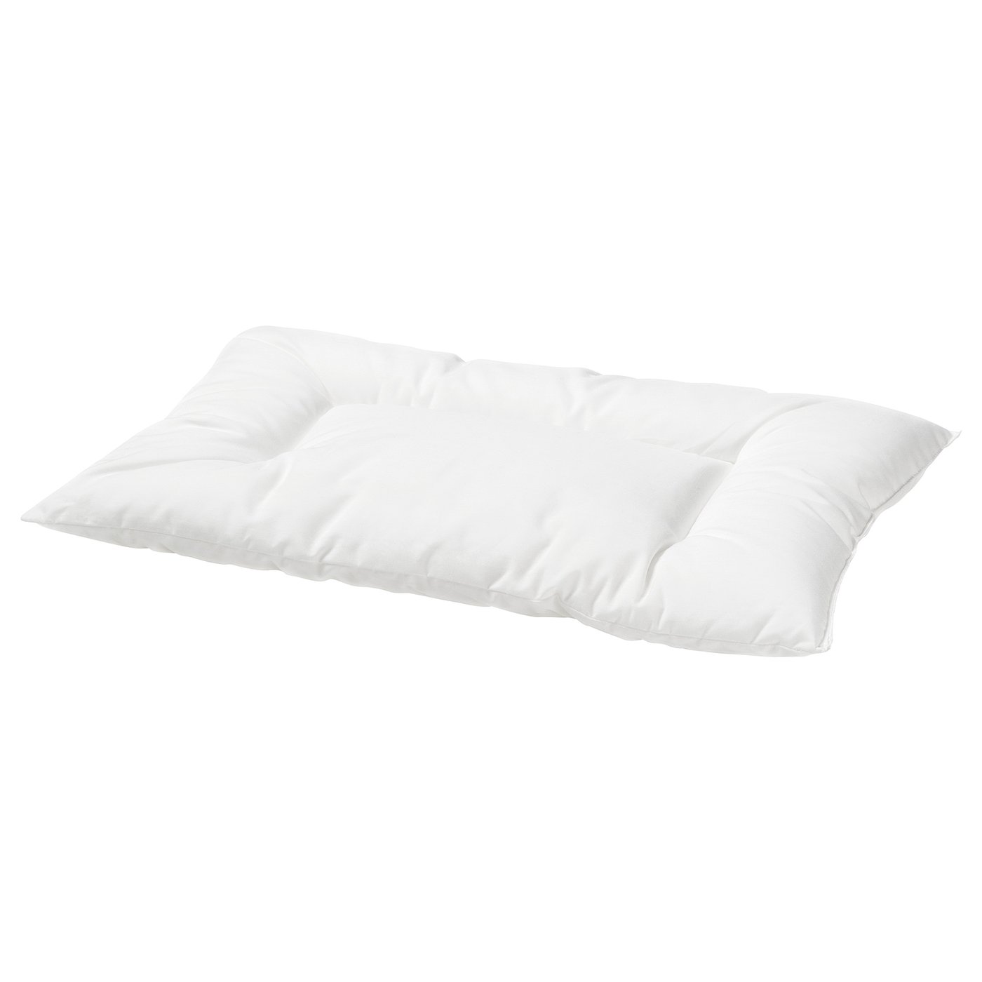 White baby body pillow, soft and recycled polyester filling, rectangular shape.