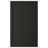 LERHYTTAN black kitchen cabinet door with solid wood frame, bevelled edges, and ash veneer panel.