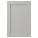 LERHYTTAN light grey kitchen door. Classic solid wood frame with bevelled edges and inset veneer panel.