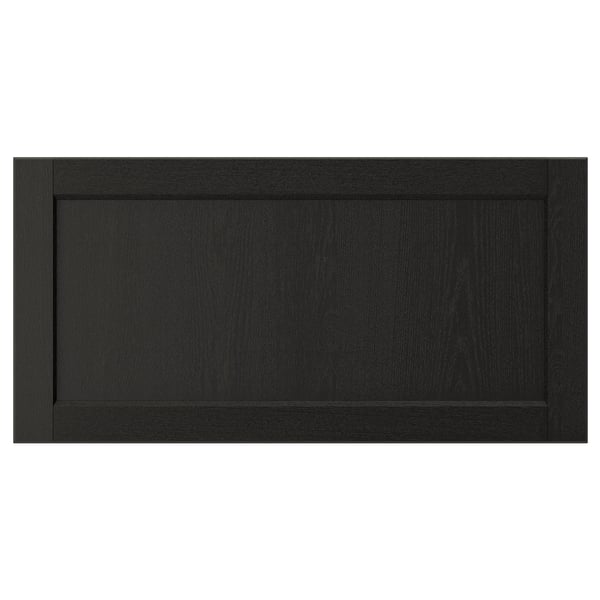 LERHYTTAN black kitchen drawer, traditional design with bevelled edges, solid & veneer ash wood.