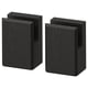 Two black square bookends with bevelled edges and solid ash material.