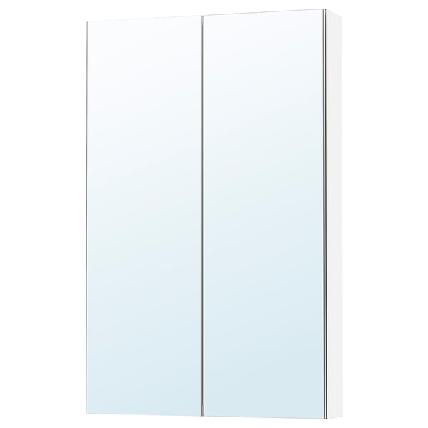 Letta wall cabinet, mirrored, white, rectangular, modern design.