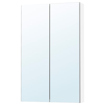 Letta wall cabinet, mirrored, white, rectangular, modern design.