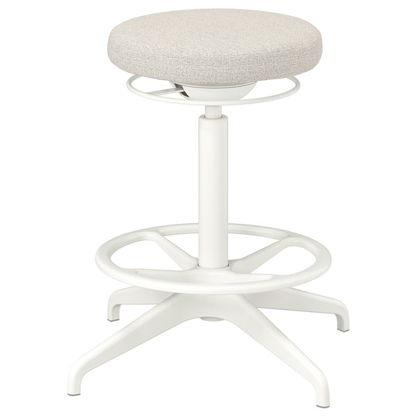 Active sitting stool with round seat and gas height adjustment.