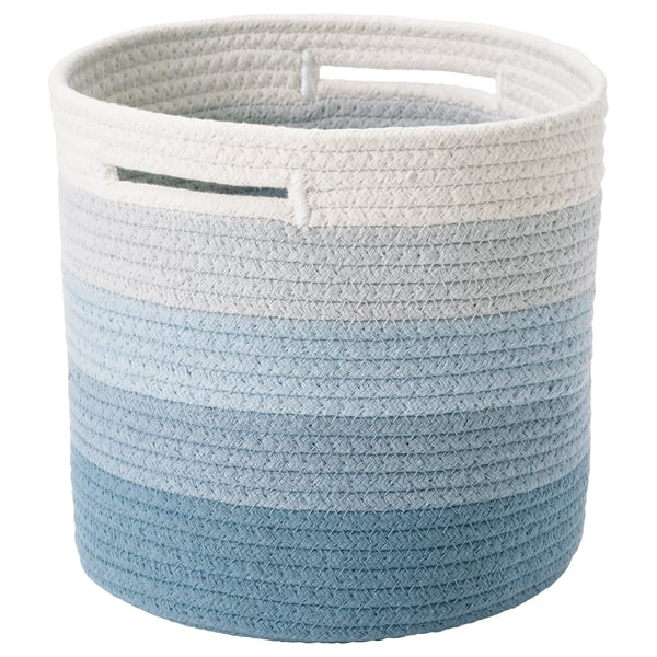 LILLÅKRE Basket, braided/blue multicolour, 20x20 cm