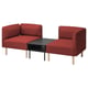 Modern red LILLEHEM modular sofa with sleek coffee table, clean lines, and supportive cushions.