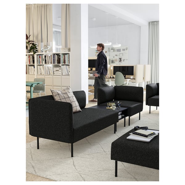 LILLEHEM 3-seat modular sofa with side table, Gunnared dark grey/metal