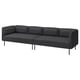 Modern l-shaped gray sofa with dark metal legs, simple design.