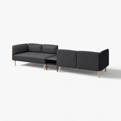 LILLEHEM modular sofa in grey, modern design, fabric upholstery, wooden legs.