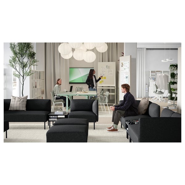LILLEHEM 5-seat modular sofa with side table, Gunnared/dark grey metal