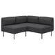 Dark grey modern l-shaped sofa with metal legs and removable covers.