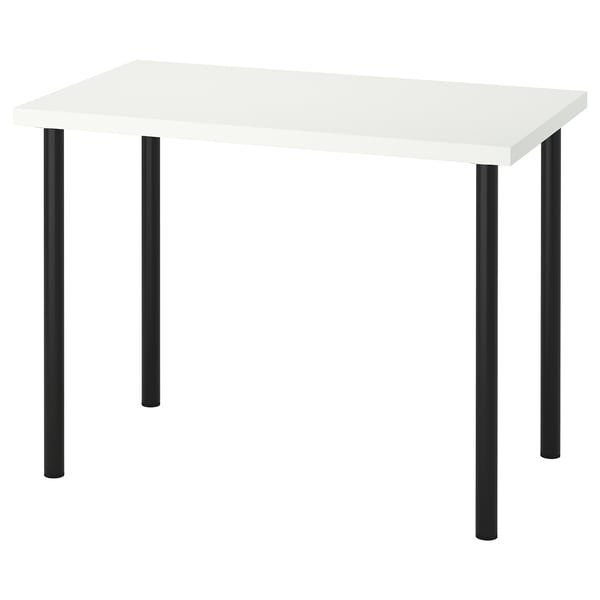 LINNMON white desk, rectangular, black legs.
