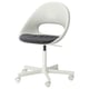 LOBERGET white office chair with grey cushion, ergonomic design, adjustable height, five casters