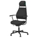 Black LÖPARBANA gaming chair with adjustable headrest and height, featuring a sturdy metal frame and mesh upholstery.