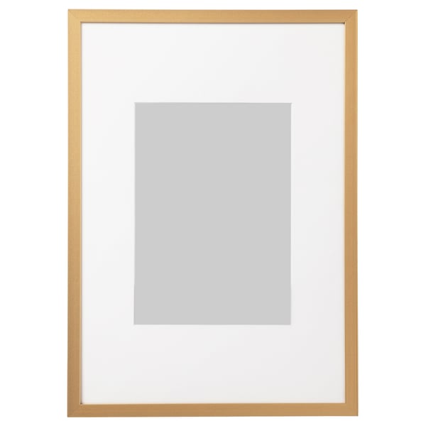 Lonvikien frame - gold, rectangular, metallic edge, mounts photo, stands or hangs.