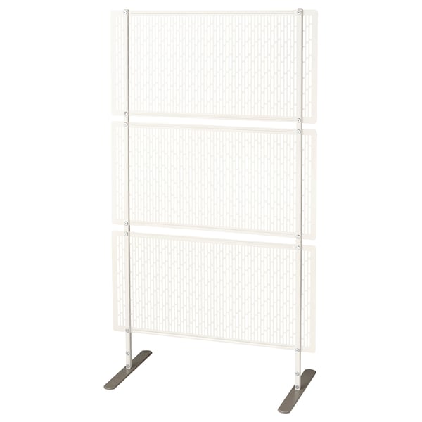LUNGÖN privacy screen: white, 3-panel metal divider with angled legs for outdoor/indoor use.