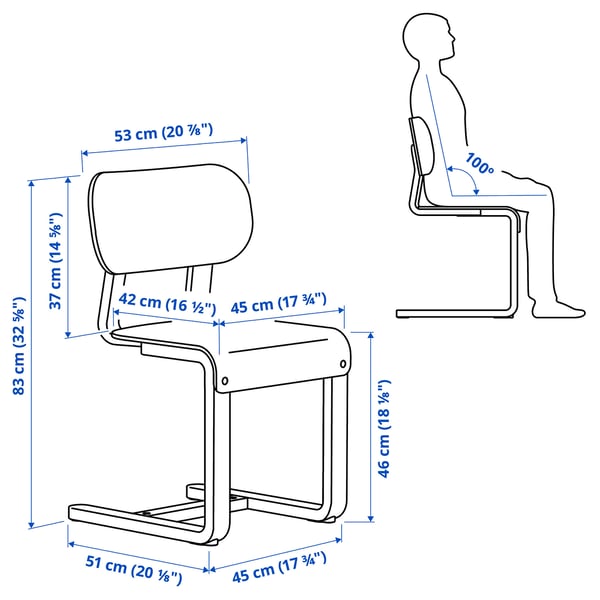 Illustration with measurements for the product: LYCKAN.