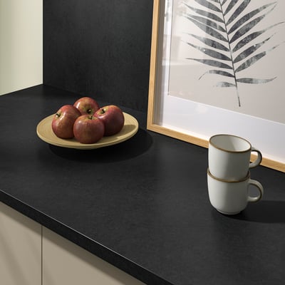 LYSEKIL Wall panel, double sided black/plywood effect, 119.6x55 cm