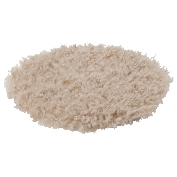 Madonnaliija, beige chair pad, soft, curly, round, non-slip bottom, recycled polyester.