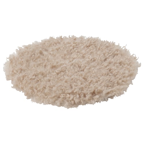 Madonnaliija, beige chair pad, soft, curly, round, non-slip bottom, recycled polyester.