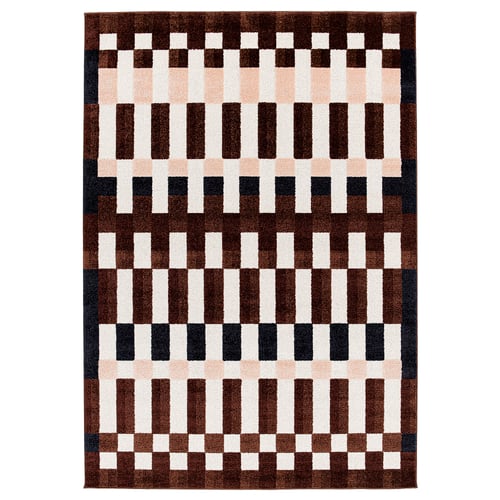MARKBLÅMME Rug, low pile, multicolour/check pattern, 160x230 cm