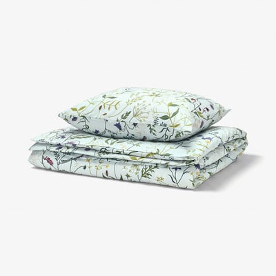 MATTOXBÄR Duvet cover and pillowcase, pale blue/floral pattern, 150x200/50x60 cm
