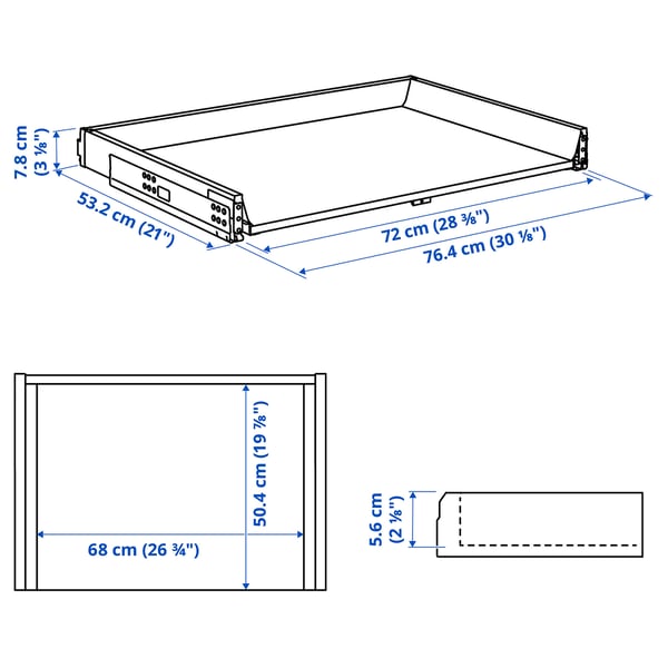 MAXIMERA Drawer, low, white, 80x60 cm