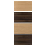 Four rectangular wooden panels in two shades: light beige and dark brown, vertically aligned.