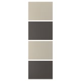 MEHAMN dual-sided panel door in beige and dark grey. Rectangle shape, fiberboard with paper foil.