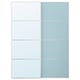 Modern sliding door, white & light blue, minimalist design.