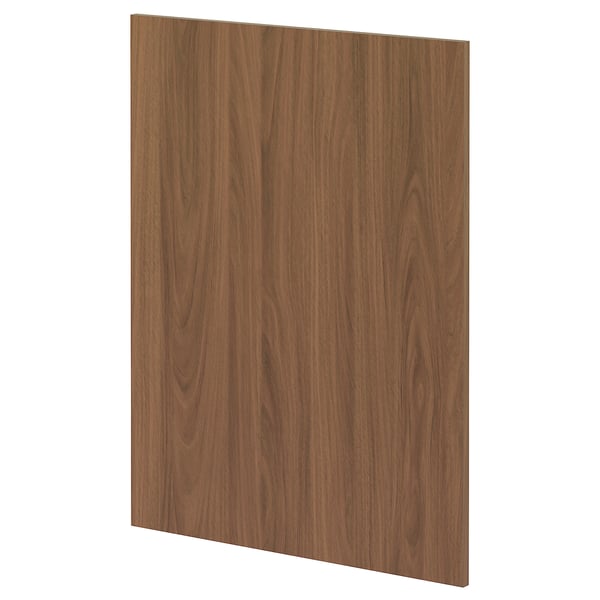 METOD kitchen door - walnut brown, smooth surface, rectangle with plastic edging.