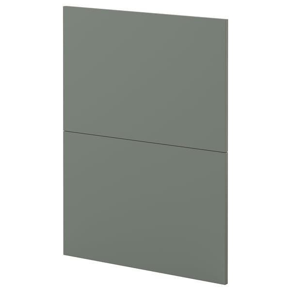 A modern grey-green kitchen cabinet with a sleek matt finish.