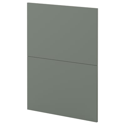 A modern grey-green kitchen cabinet with a sleek matt finish.