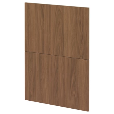 This image shows a dark brown walnut METOD kitchen cabinet door. Its rectangular, flat, and has a sleek design with no handles.