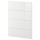 A white METOD kitchen cabinet door with a glossy finish. It a sleek, rectangular design.
