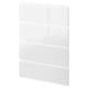 Modern white glossy kitchen cabinet with sleek design and minimalist integrated handles.