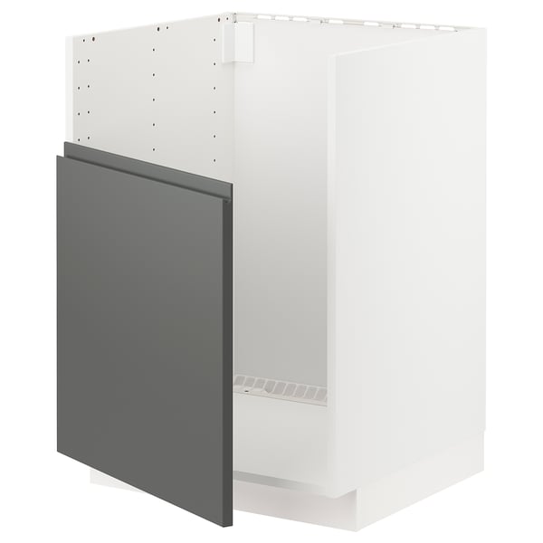 Ikea METOD kitchen unit, dark grey, modern design, 3d view, white background.