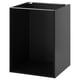 A black METOD kitchen base cabinet. It stands alone, square-shaped with a flat top, holding potential for organised kitchen storage.