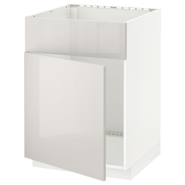 White kitchen cabinet; METOD; glossy; modern; rectangular; 2 doors; high gloss front.