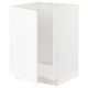 White kitchen cabinet frame, square, modern design with metallic hinges.