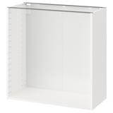 White METOD kitchen cabinet with glossy finish, pre-drilled holes for adjustable shelves, modern minimalist design.
