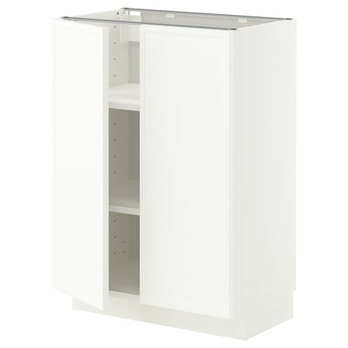 METOD Base cabinet with shelves/2 doors, white/Aspudden matt white, 60x37 cm