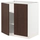 Dark brown METOD kitchen cabinet with white interior.