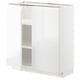 White high-gloss ikea METOD kitchen cabinet, sleek and modern with integrated handles.