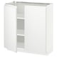 White METOD kitchen unit with 2 open shelves. Modern, minimalist, matte finish. Square shape. Adjustable shelves.