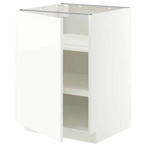 METOD Base cabinet with shelves, white/Aspudden matt white, 60x60 cm