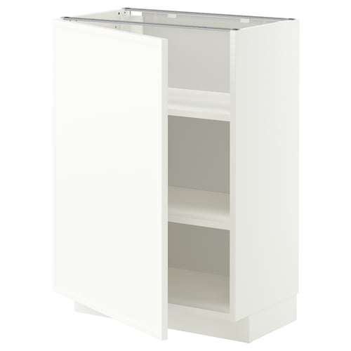 METOD Base cabinet with shelves, white/Aspudden matt white, 60x37 cm
